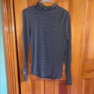 SO Blue and White Fitted Ribbed Long Sleeve Top